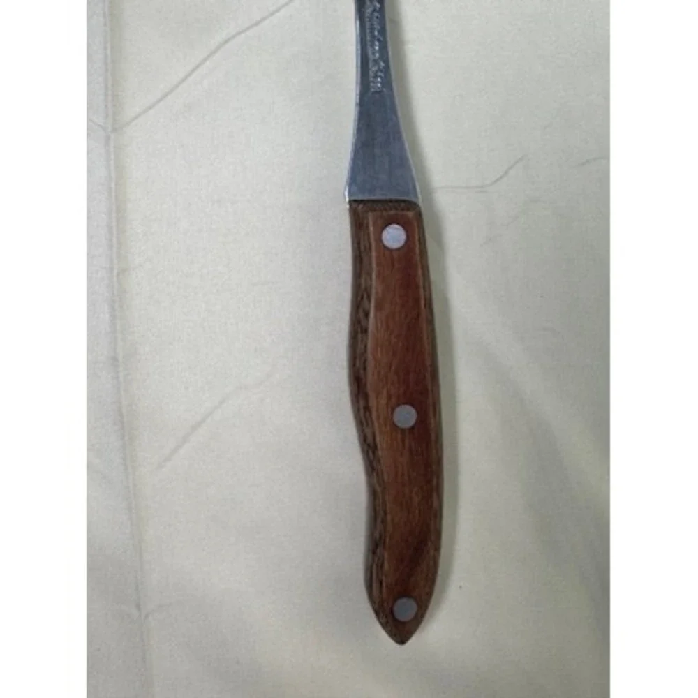 Vintage Stainless Steel Meat Carving Fork Wood Handle Japan Good Condition